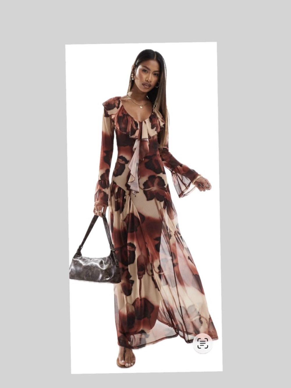 Boho Floral Ruffle Maxi Dress